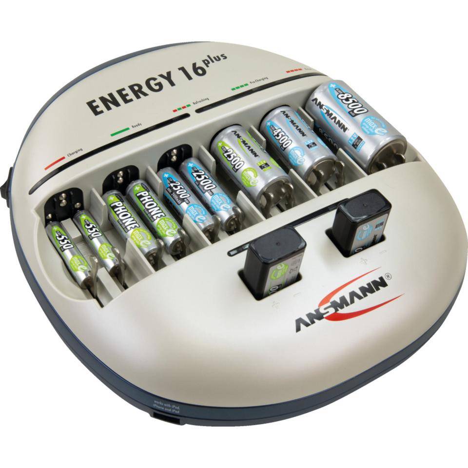 ANSMANN Akkuladegerät ENERGY 16 plus,Micro AAA,Mignon AA,Baby C,Mono D,9V Block-1