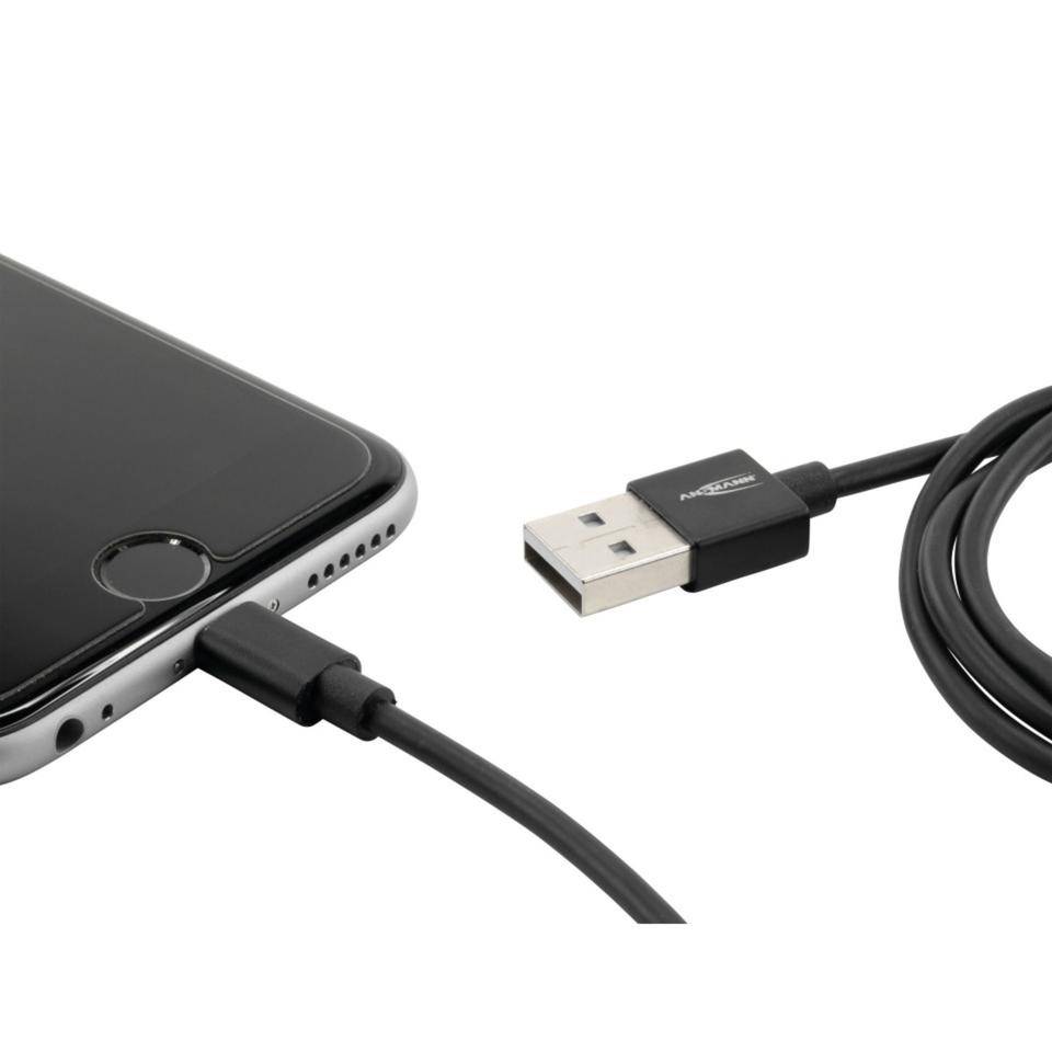 Lightning Daten und Ladekabel, für Apple-Geräte, schwarz, TPE-Kunststoff, 120cm-3