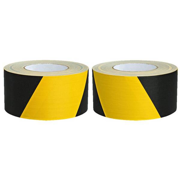Warnmarkierungsband Set,rechts-/links.,gelb/schwarz,Gewebefolie,50mm,50m,2/VE