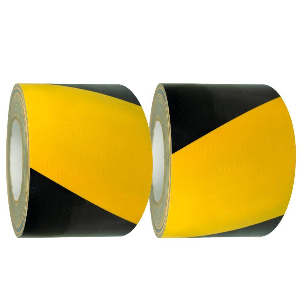 K.57 Warnmarkierungsband Set, rechts-/links weisend, gelb/schwarz, Gewebefolie, 100mm, 50m/Rolle, 2/VE-0