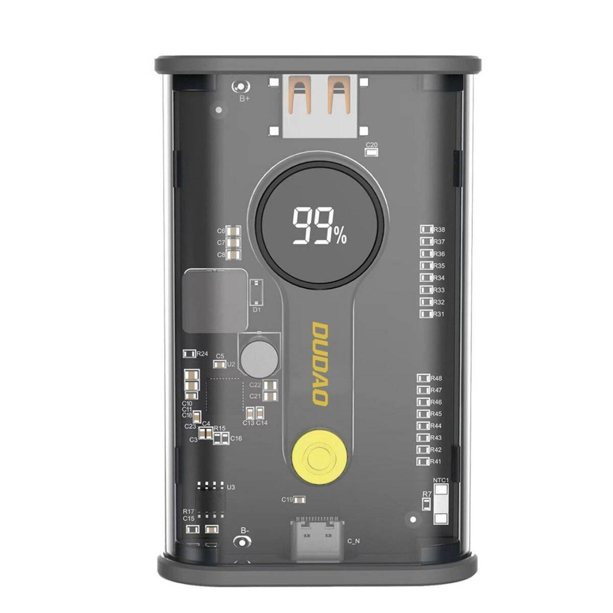 Dudao Powerbank 10000mAh 1x USB-C / 1x USB-A 22,5W PD Transparent-Schwarz (K16)-0