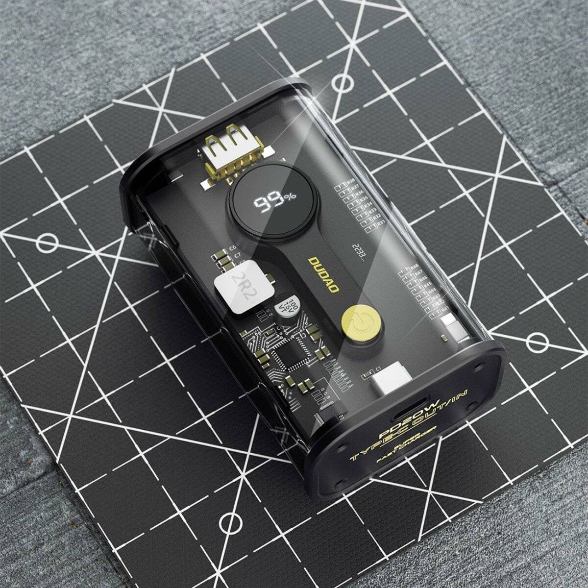 Dudao Powerbank 10000mAh 1x USB-C / 1x USB-A 22,5W PD Transparent-Schwarz (K16)-1