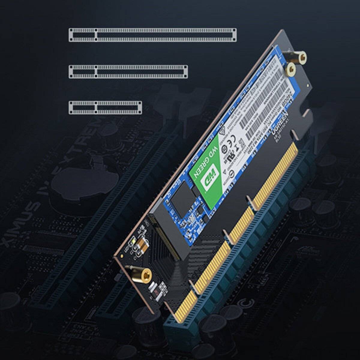 Ugreen Erweiterungskartenadapter PCIe 4.0 x16 auf M.2 NVMe M-Key schwarz (CM465)-2