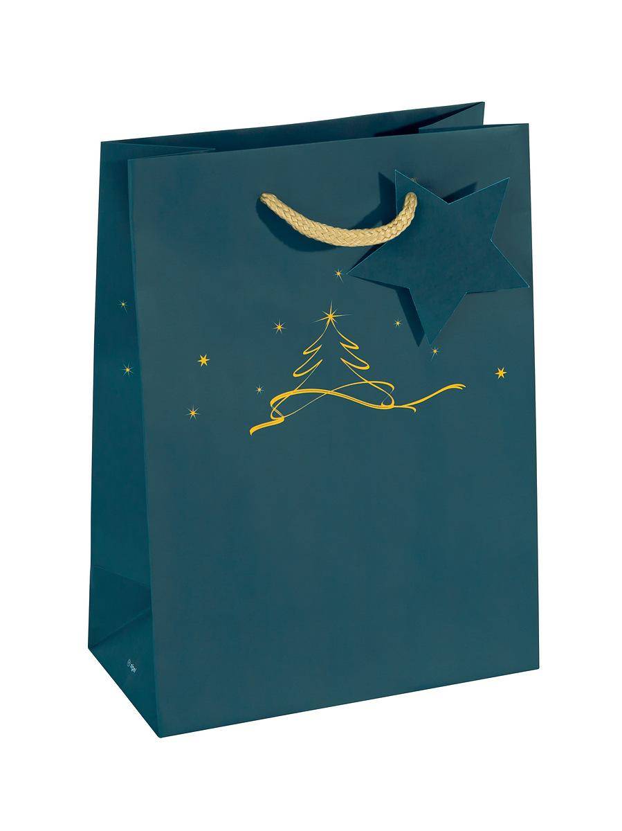 Sigel GT035, Geschenkverpackungstasche, Blau, Abbildung, Papier, Weihnachten, Matt