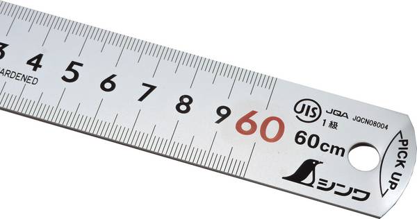 FAMEX 12525 Shinwa Lineal aus Edelstahl 60 cm mit Pick-Up -Stahllineal Metalllineal - 13137