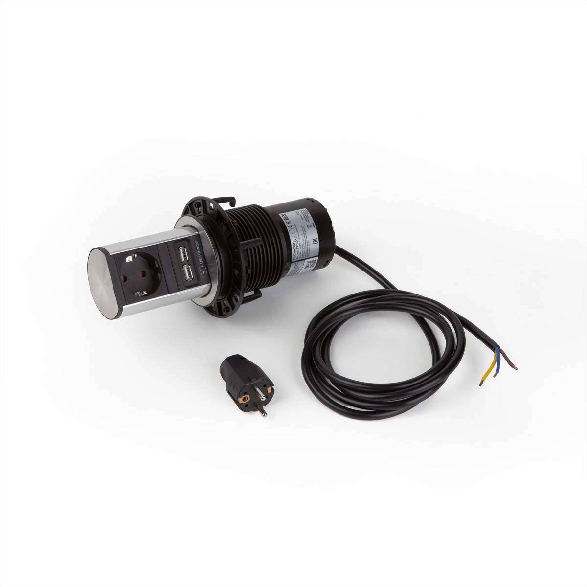 BACHMANN ELEVATOR 1xCEE7/3 USB Charger, Strom 2,0m CEE7/7-2