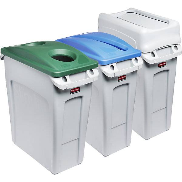 Wertstoffsortierstation 3er Set SLIM JIM® Volumen 3 x 60 l Doseneinwurf/Papiereinwurf/Schwingdeckel. Newell-0