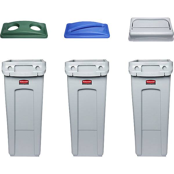 Wertstoffsortierstation 3er Set SLIM JIM® Volumen 3 x 60 l Doseneinwurf/Papiereinwurf/Schwingdeckel. Newell-2