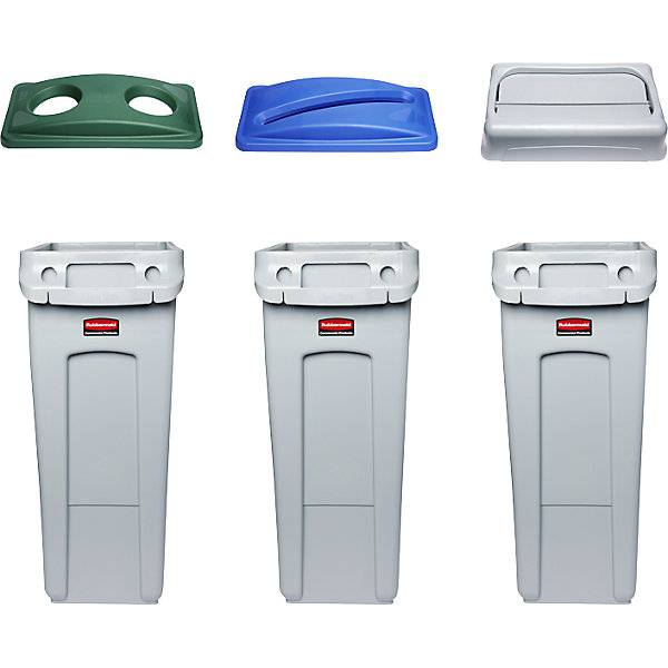 Wertstoffsortierstation 3er Set SLIM JIM® Volumen 3 x 60 l Doseneinwurf/Papiereinwurf/Schwingdeckel. Newell-4