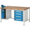 Werkbank Gestellbauweise Serie 8000 4 Schubladen: 2 x 120 2 x 150 mm 1 Schraubstock (Klapp-Lift) BxT 1500 x