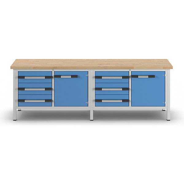 Werkbank Gestellbauweise Serie 8000 6 Schubladen 180 mm 2 Türen 540 mm 1 Fachboden BxT 2500 x 700 mm. TAKKT-4