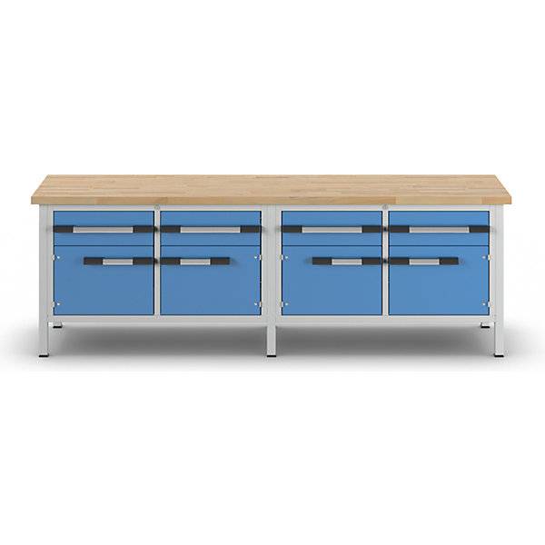 Werkbank Gestellbauweise Serie 8000 4 Schubladen 180 mm 4 Türen 360 mm BxT 2500 x 700 mm. TAKKT Industrial &-4
