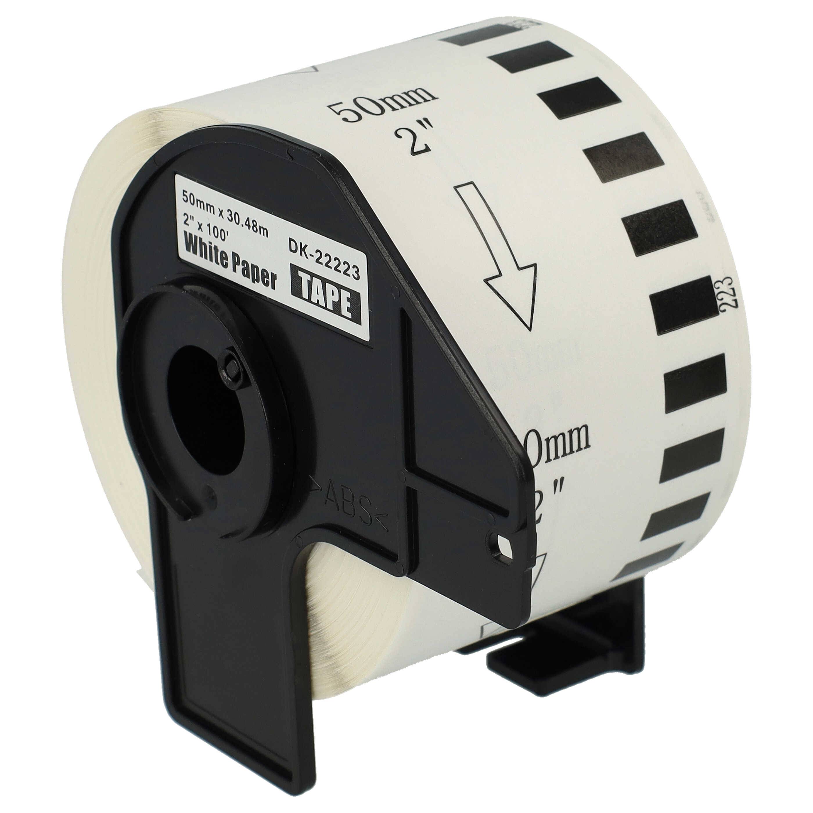 vhbw Etiketten-Rolle 50mm x 30,48m kompatibel mit Brother PT QL-820 Series Etiketten-Drucker - Premium-0
