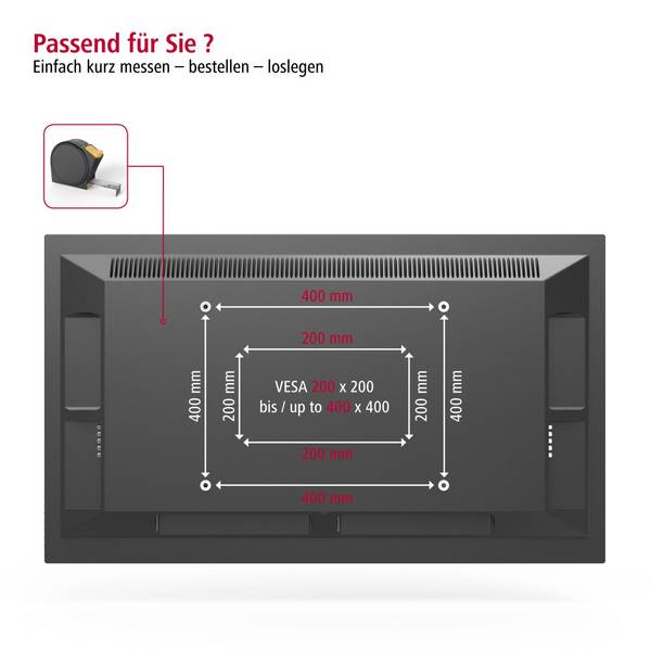 hama 00220841 TV-Wandhalterung, schwenkbar, ausziehbar, langer Arm, 165cm (65"), bis 25kg