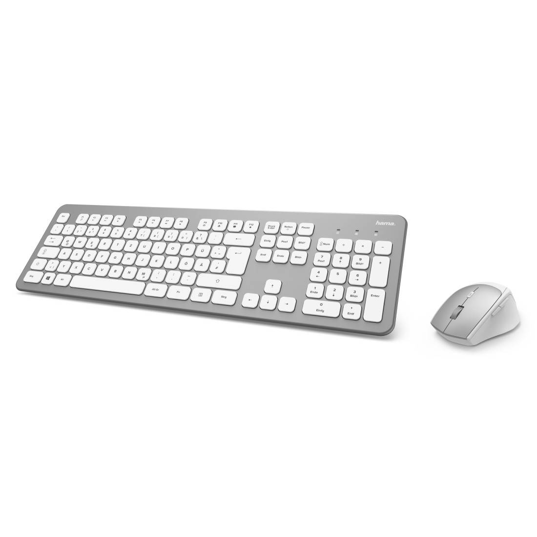 Hama KMW700 Funk Tastatur, Maus-Set Deutsch, QWERTZ Silber, Weiß-1