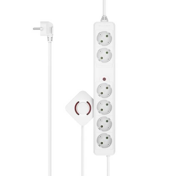 hama 00223141 Steckdosenleiste, 6-fach, Fußschalter, 3 m (2x 1,5m inkl. Schalter), Weiß