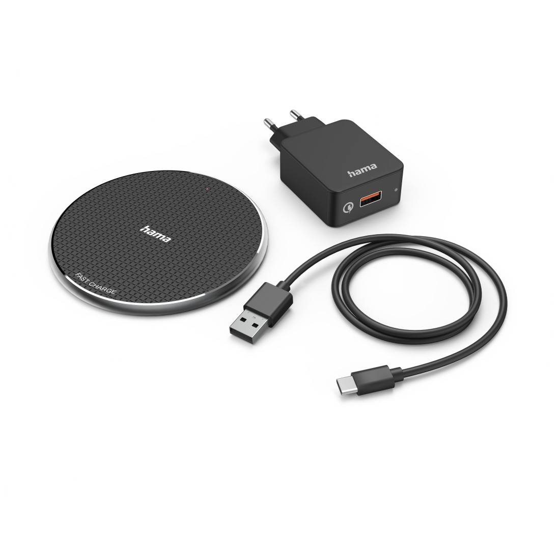hama 00201688 Wireless Charger Set "QI-FC10", 10 W, kabelloses Smartphone-Ladepad, Schw.-1
