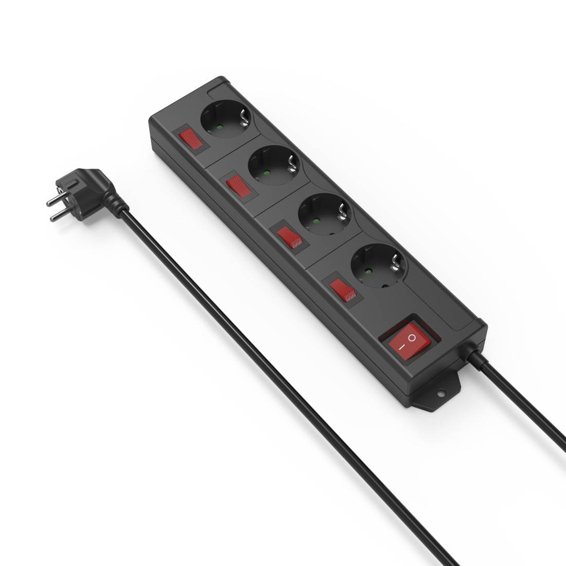 hama 00137257 Steckdosenleiste "4+1", 4-fach, einzeln schaltbar, Schwarz-0