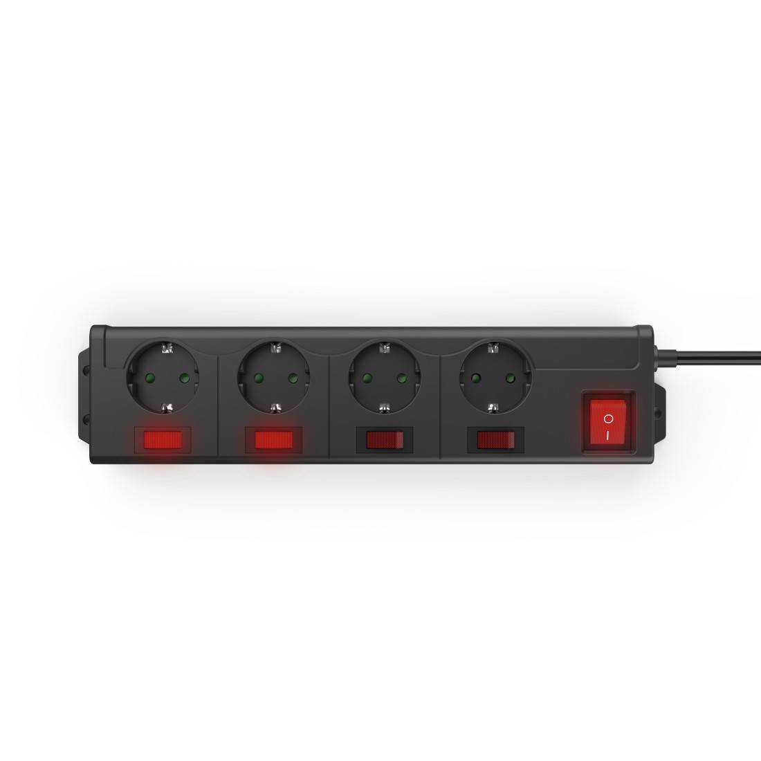 hama 00137257 Steckdosenleiste "4+1", 4-fach, einzeln schaltbar, Schwarz-2