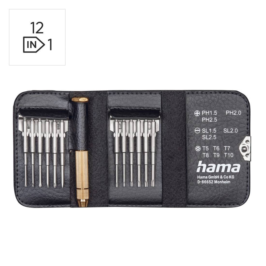 hama 00039694 Mini-Schraubendreher-Set, 12in1-2
