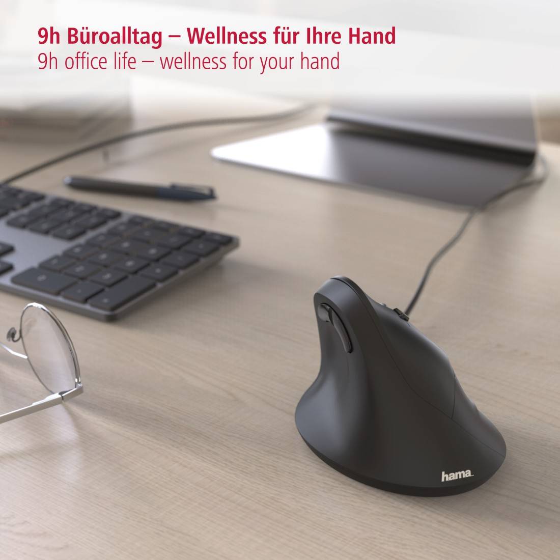 hama 00182698 Vertikale, ergonomische Maus 