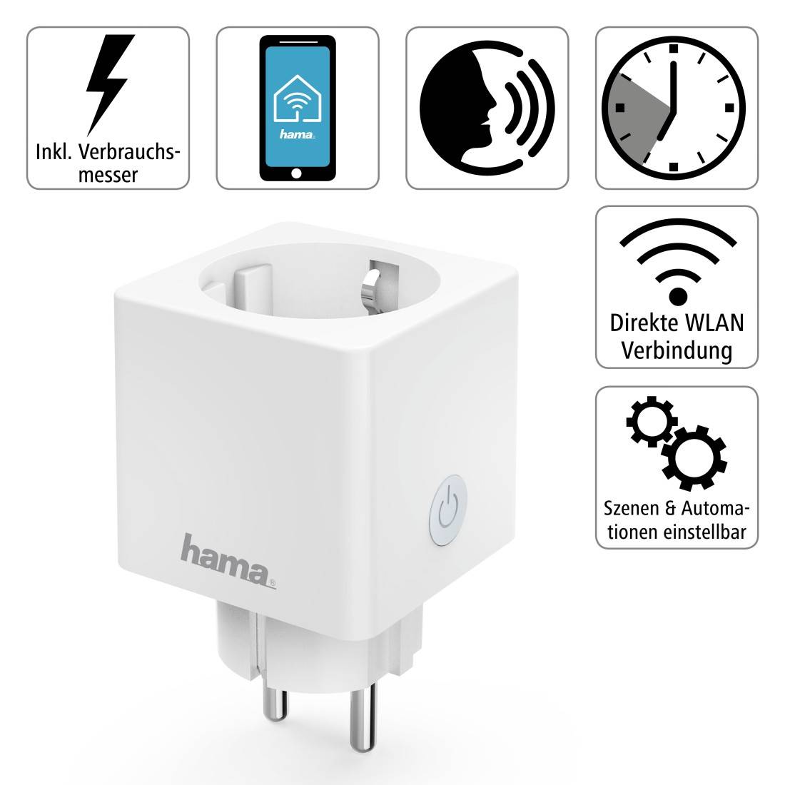 hama 00176575 WLAN-Steckdose "Mini", mit Stromverbrauchsmesser, per Sprache/App steuern-2