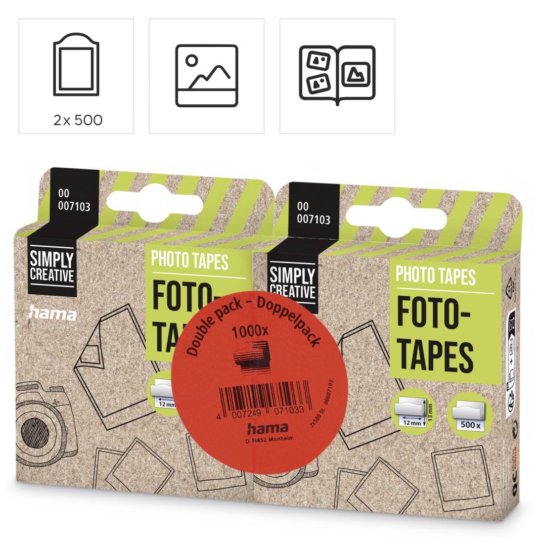 hama 00007103 Fototape-Spender, 2x500 Tapes, Doppelpack-1