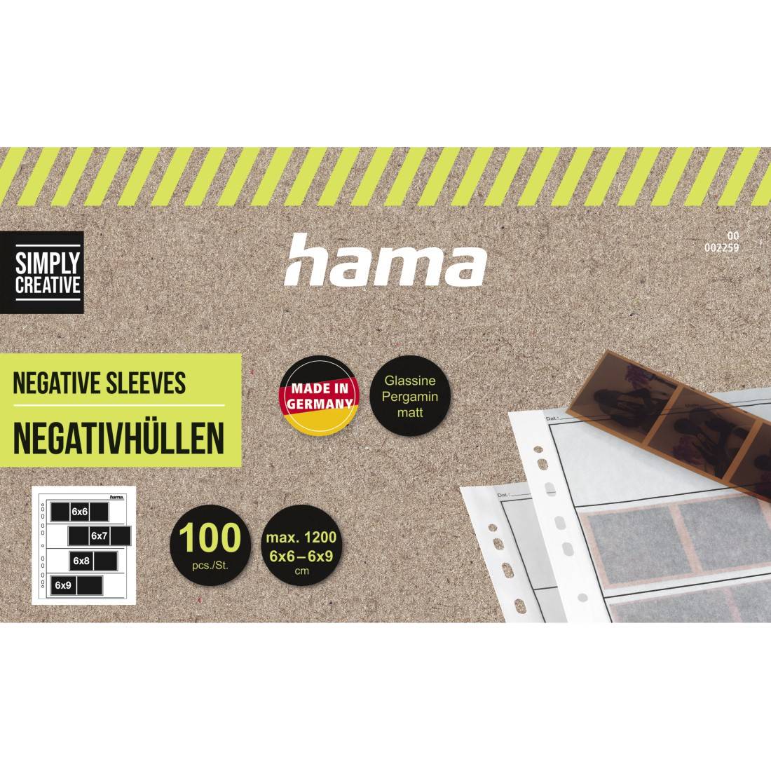 hama 00002259 Negativ-Hüllen, Pergamin, 4 Streifen à 3 Negative, 6x7 cm, 100 St.-2