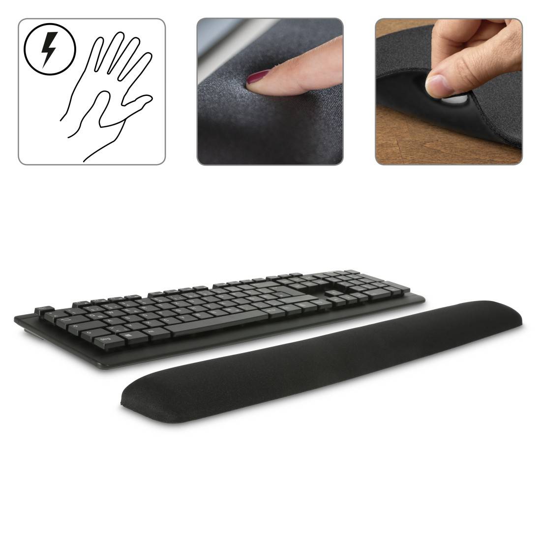 hama 00054775 Tastatur-Handballenauflage "Ergonomic", Schwarz-2