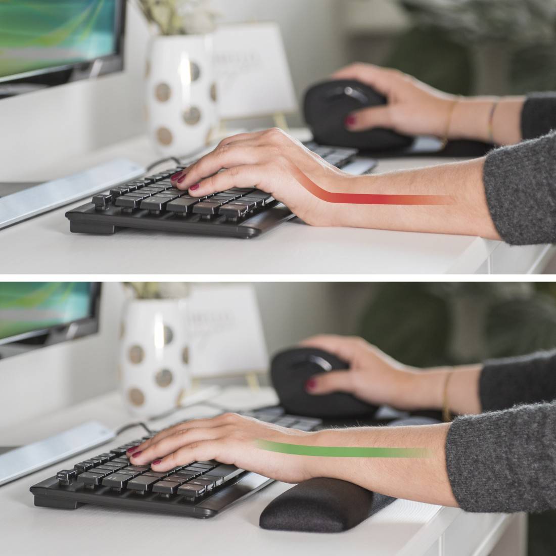hama 00054775 Tastatur-Handballenauflage "Ergonomic", Schwarz-3