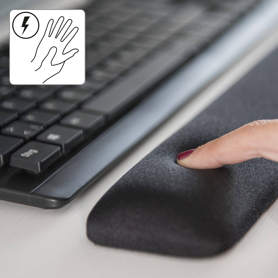 hama 00054775 Tastatur-Handballenauflage "Ergonomic", Schwarz-4