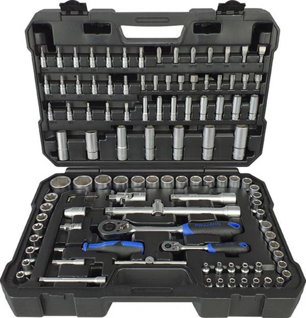 Projahn proficraft Steckschlüssel-Koffer metrisch 6,3 (1/4") + 12,5 (1/2") mit 72-Zahn Knarre 108-tlg.
