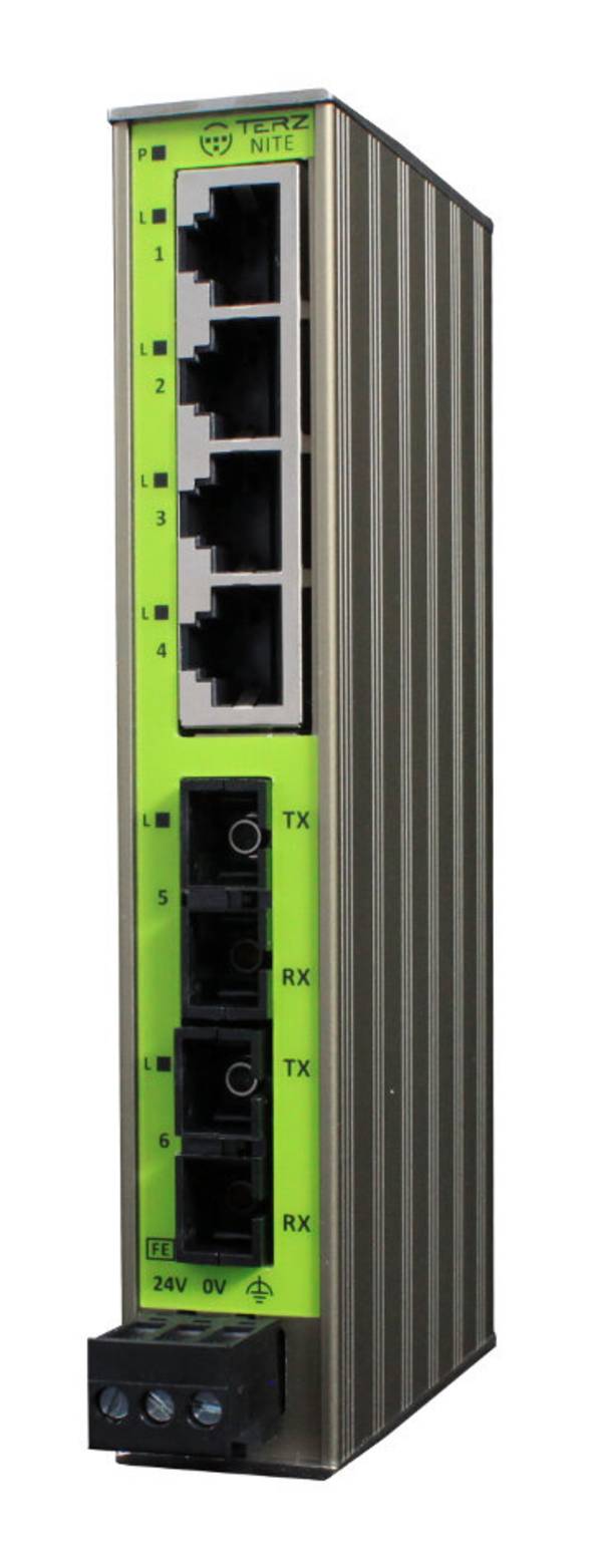 4 Port RJ45 + 2 Port SC-D Singlemode Unmanaged Industrial Ethernet Switch LWL SC-Duplex NITE-RS42-