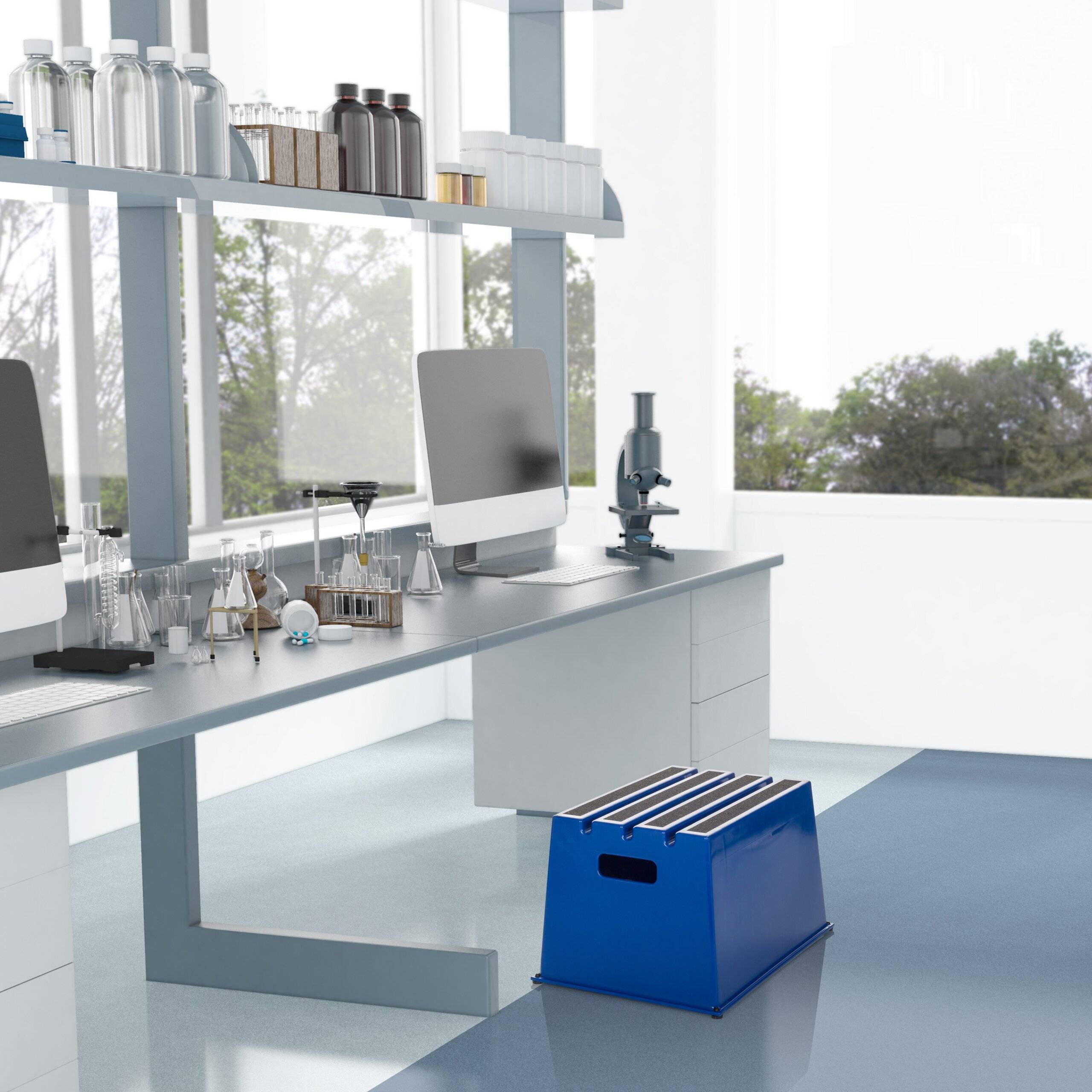Tritthocker Trittstufe TIO-E1 Kunststoff blau hjh OFFICE-4