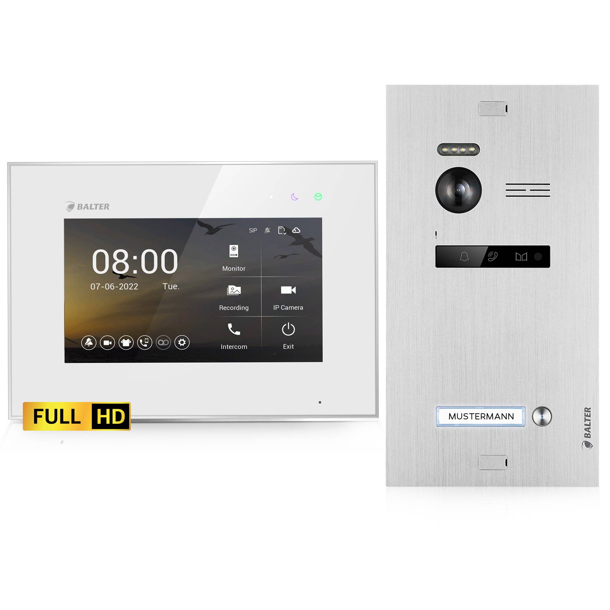 HD Video Türsprechanlage für 1 Familienhaus, 1x Monitore, Balter EVO HD-0