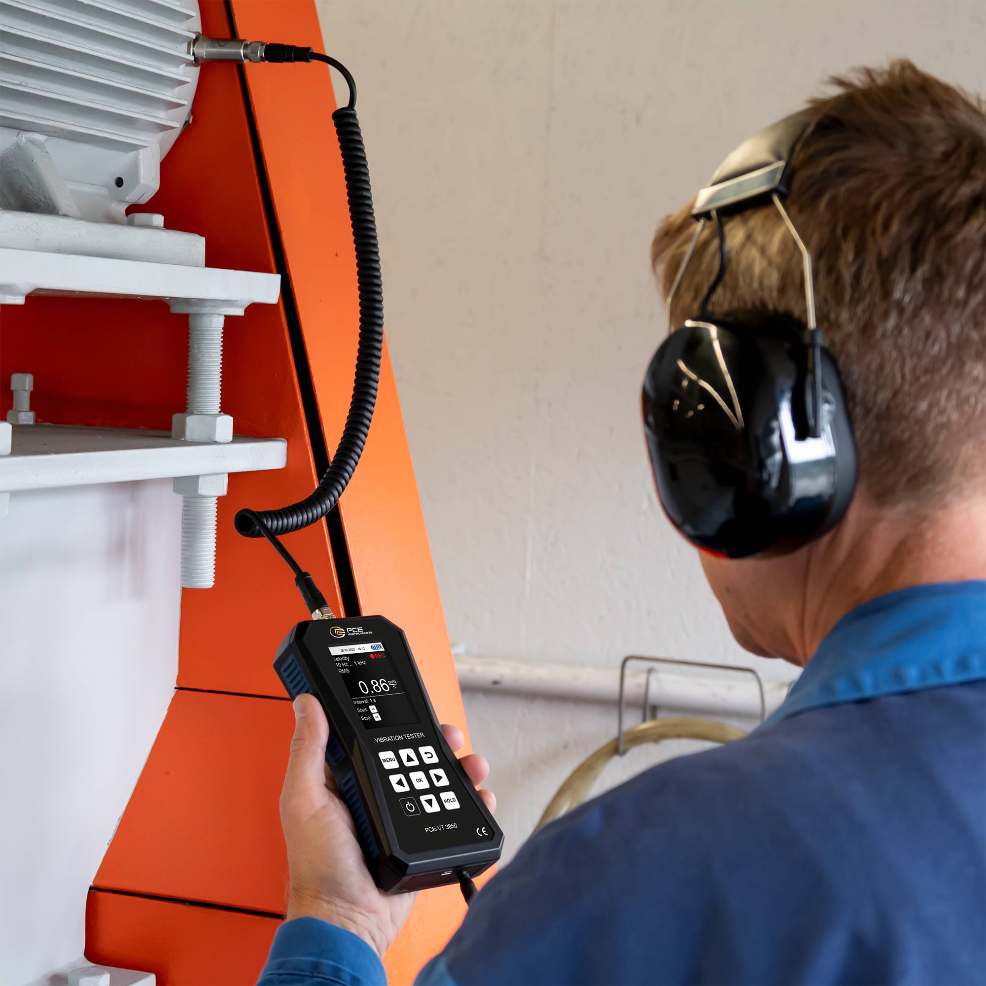 PCE Instruments Schwingungsmesser PCE-VT 3850 inkl. externen Sensor & Kopfhörer |Software |Spitzenwertmessung |Speicher-3