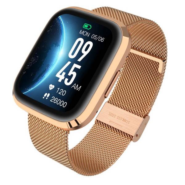 Smartwatch GRC Style Stahl Touch Display Anruf & SMS IP68 Wasserdicht Gold
