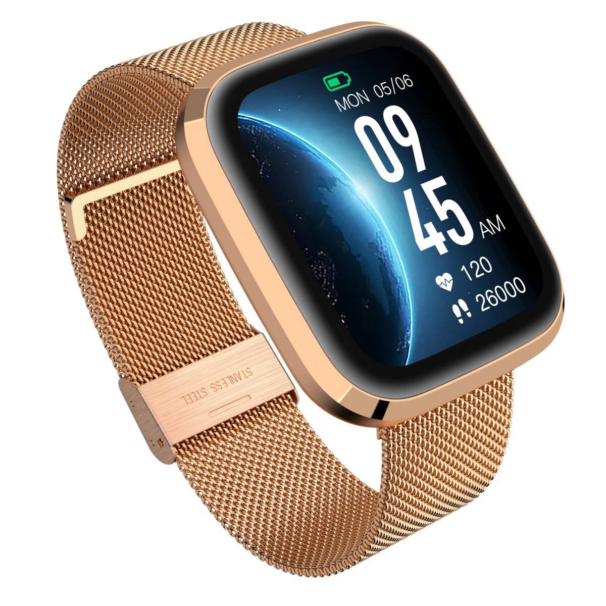 Smartwatch GRC Style Stahl Touch Display Anruf & SMS IP68 Wasserdicht Gold-2
