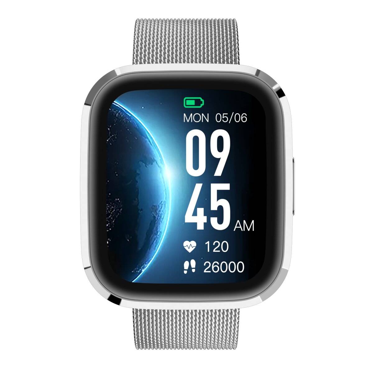 Smartwatch GRC Style Stahl Touch Display Anruf & SMS IP68 Wasserdicht Silber-1