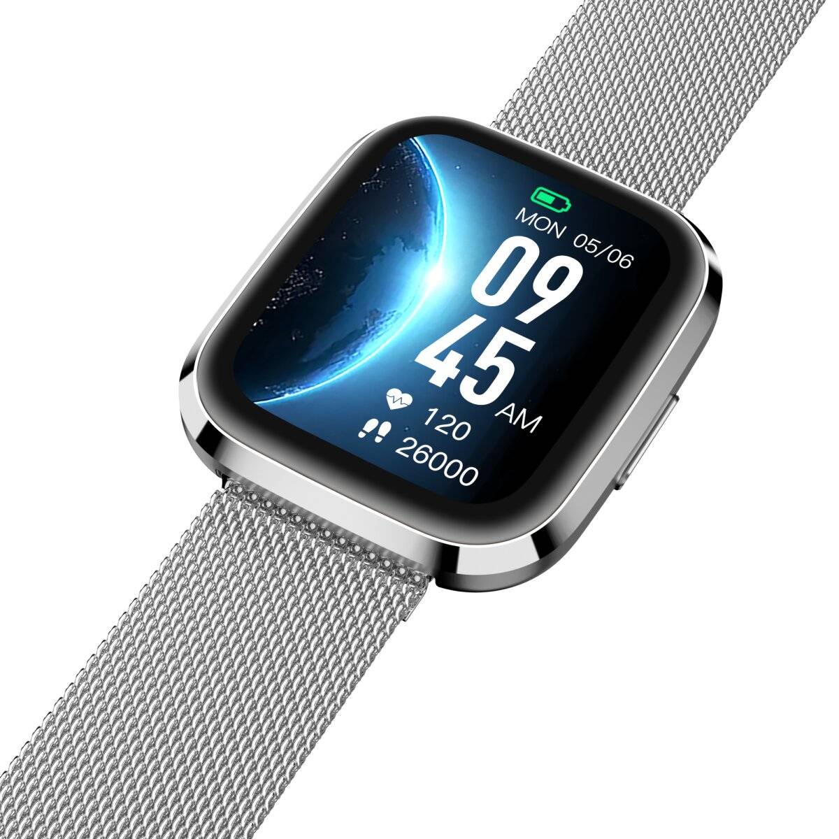 Smartwatch GRC Style Stahl Touch Display Anruf & SMS IP68 Wasserdicht Silber-2