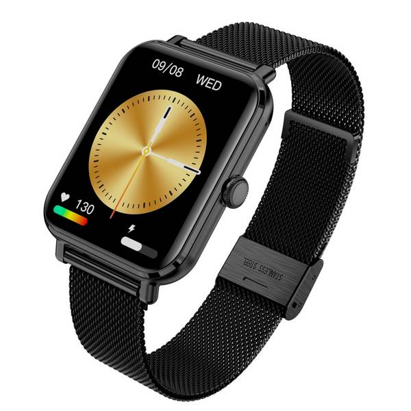 Smartwatch GRC Classic Anruf & SMS Touch Display AMOLED 1,78" Edelstahl Schwarz