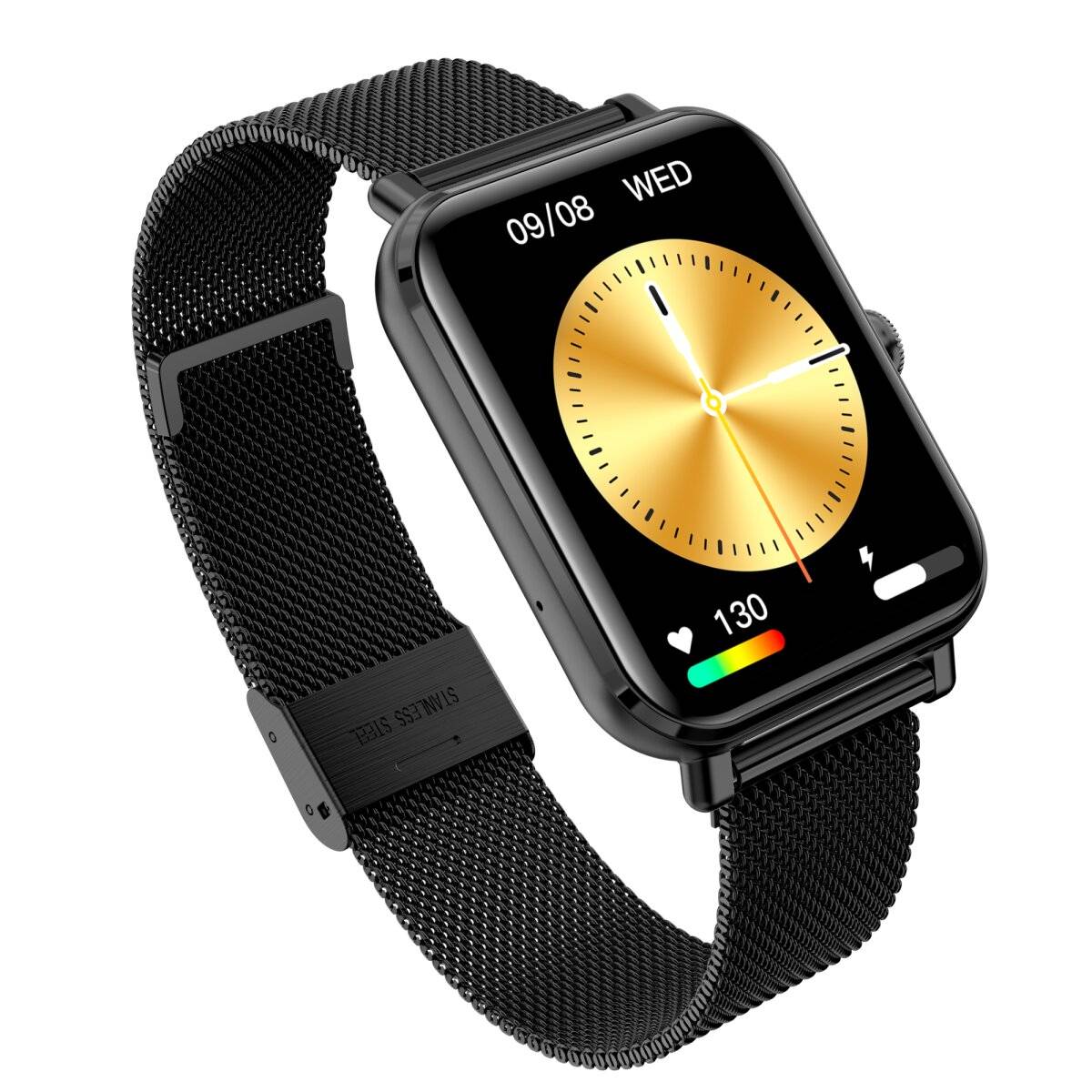 Smartwatch GRC Classic Anruf & SMS Touch Display AMOLED 1,78" Edelstahl Schwarz-1