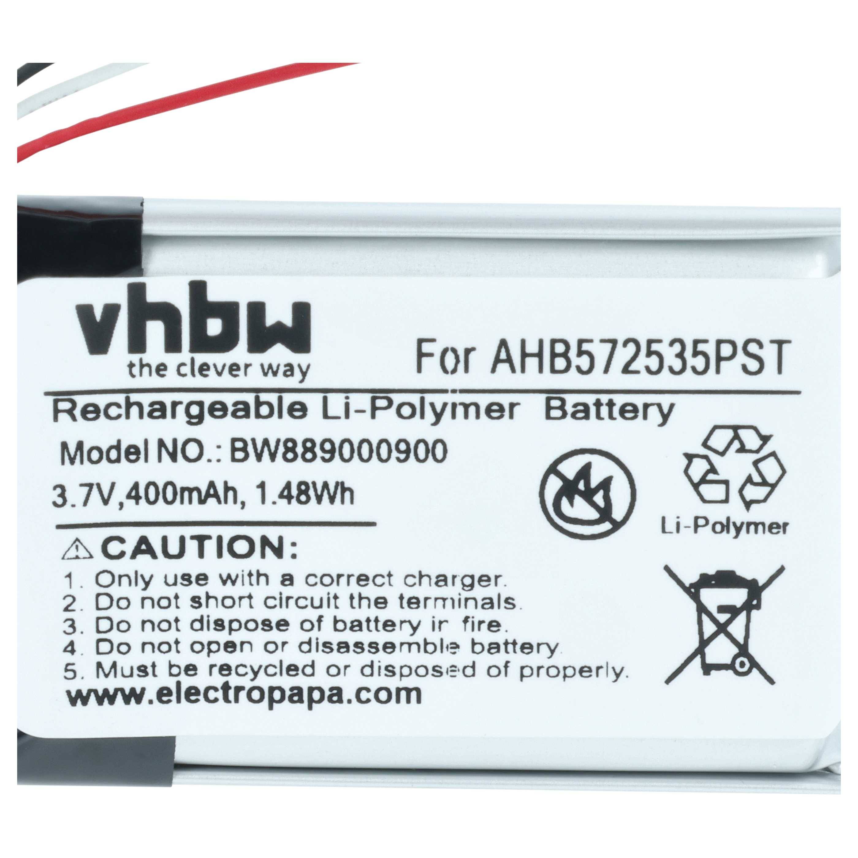 vhbw 5x Akku kompatibel mit Jabra Evolve 75 | Wireless Headset Kopfhörer (400 mAh, 3,7 V, Li-Polymer)-3