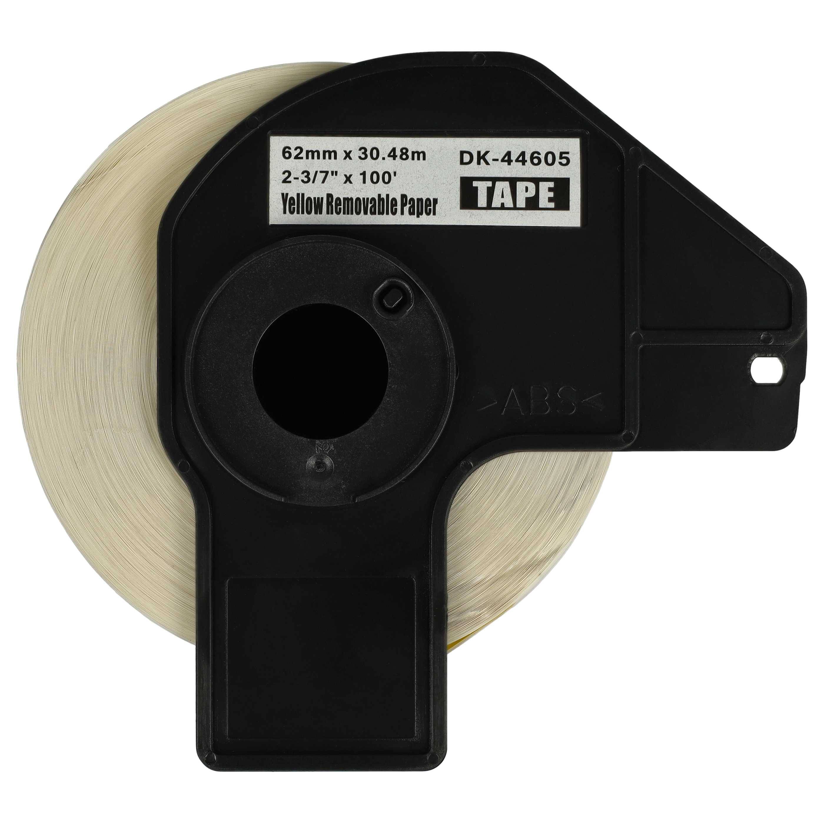 vhbw Etiketten-Rolle mit Halter 62mm x 30,48m kompatibel mit Brother P-Touch QL-800, QL720NW Etiketten-Drucker --1