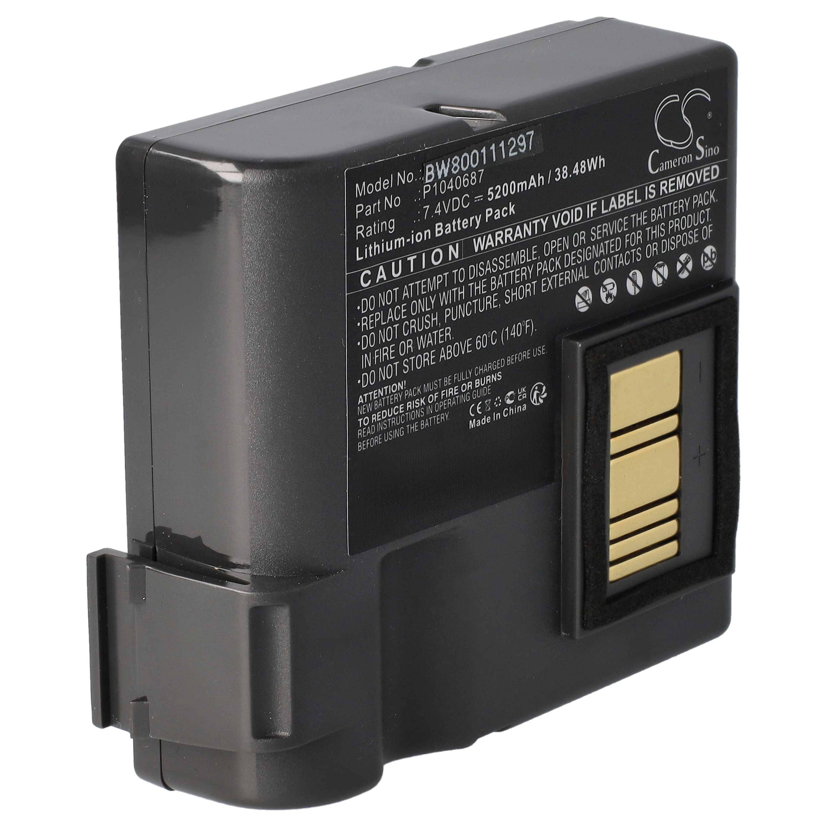 vhbw Akku Ersatz für Zebra P1050667-016 | für Drucker Kopierer Scanner Etiketten-Drucker (5200 mAh, 7,4 V, Li-Ion)-0