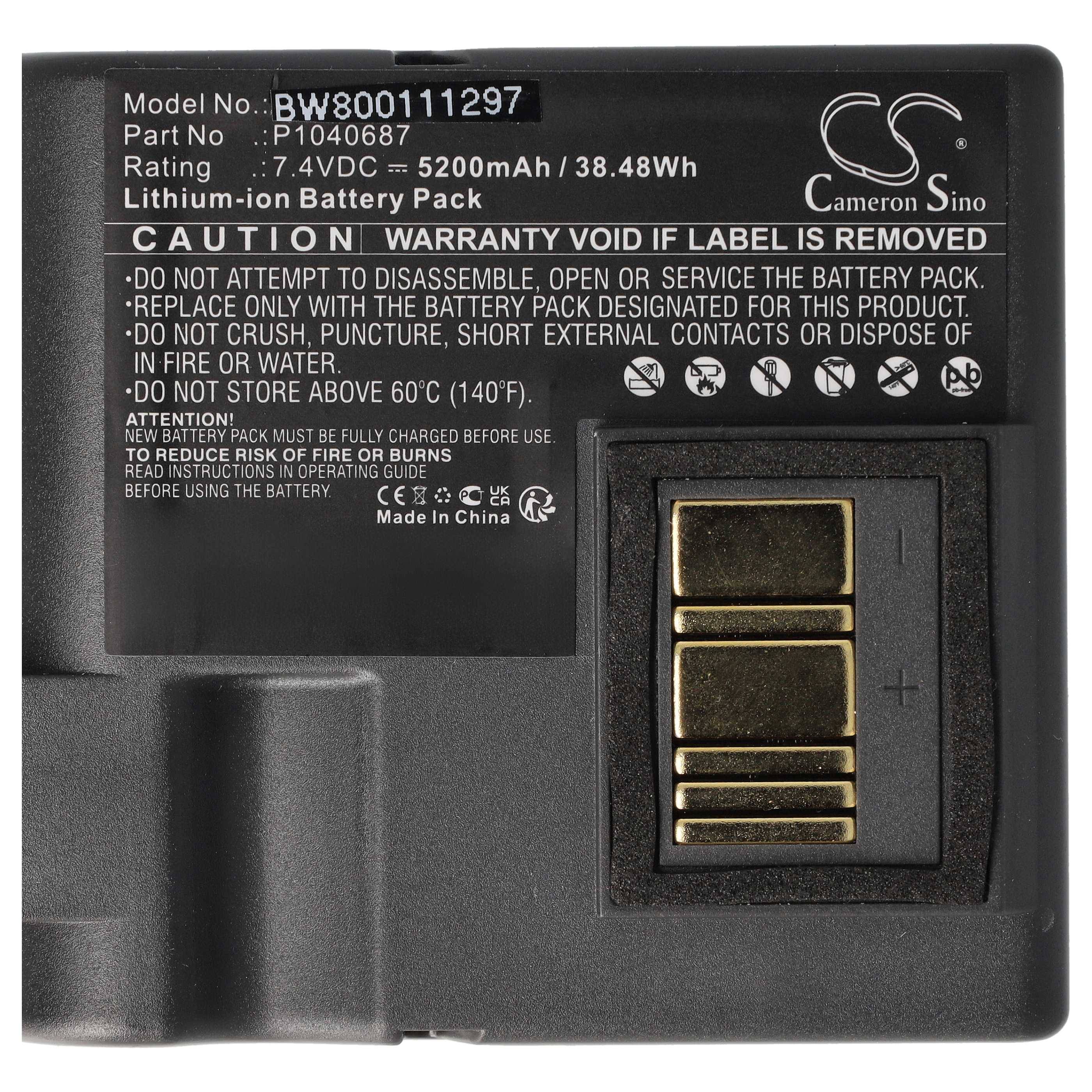 vhbw Akku Ersatz für Zebra P1050667-016 | für Drucker Kopierer Scanner Etiketten-Drucker (5200 mAh, 7,4 V, Li-Ion)-4
