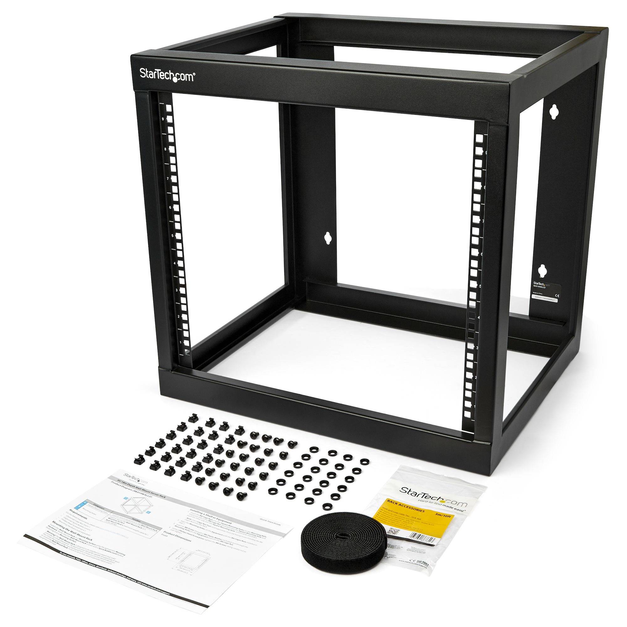 StarTech.com 9U 19" Wall Mount Network Rack 17" Deep 2 Post Open Frame for Serve-1