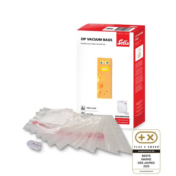 Solis Zip Vakuumierbeutel 10 Stück, 20 x 23 cm, BPA-frei, Dicke 150 - 170 µm