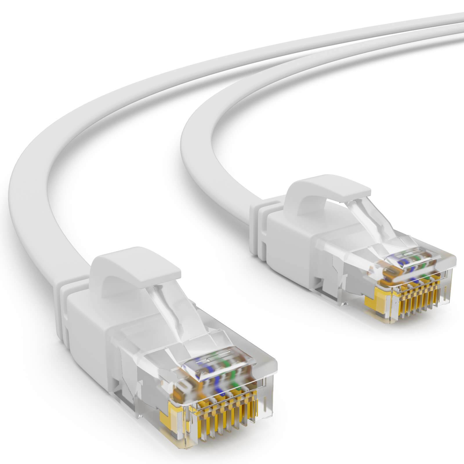 hb-digital 0.25m Patch Kabel CAT 6 Flachkabel bis zu 1000Mbit/s, U/UTP, PVC Mantel flach weiß-1