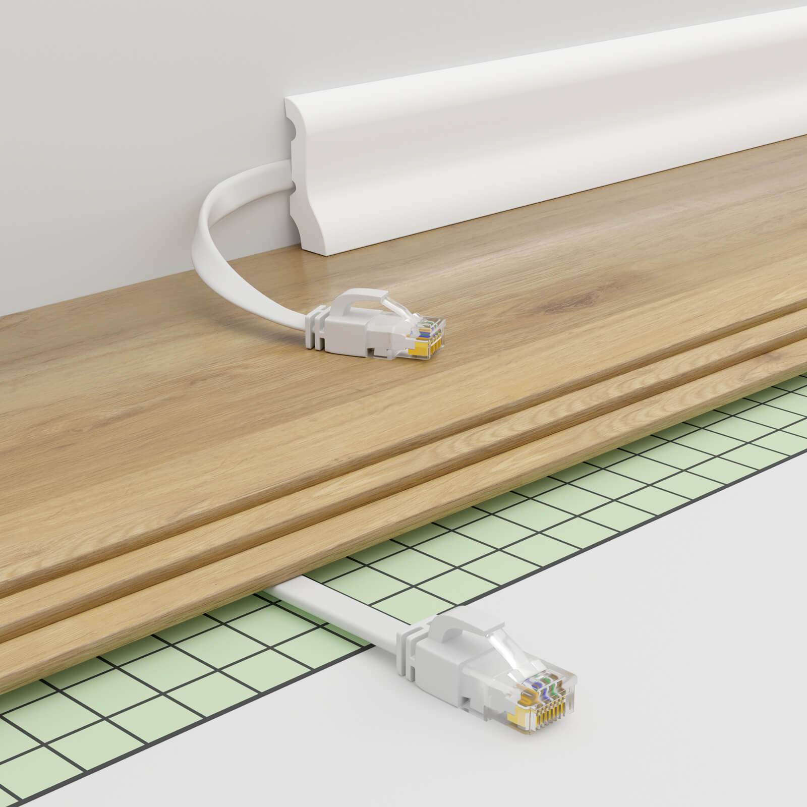 hb-digital 0.25m Patch Kabel CAT 6 Flachkabel bis zu 1000Mbit/s, U/UTP, PVC Mantel flach weiß-4